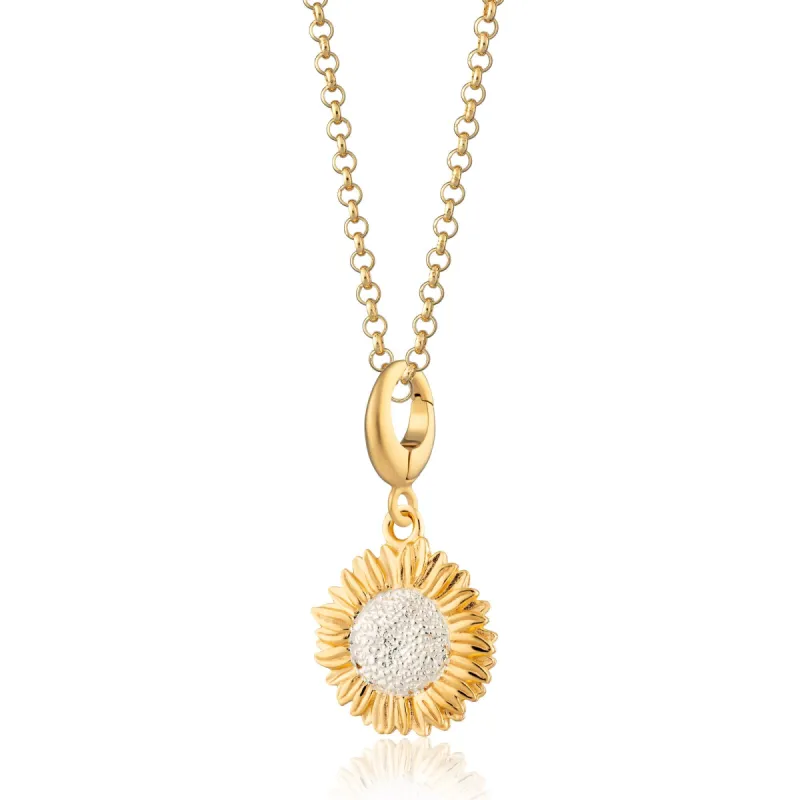 Gold Sunflower Charm Necklace sold by Lily Charmed