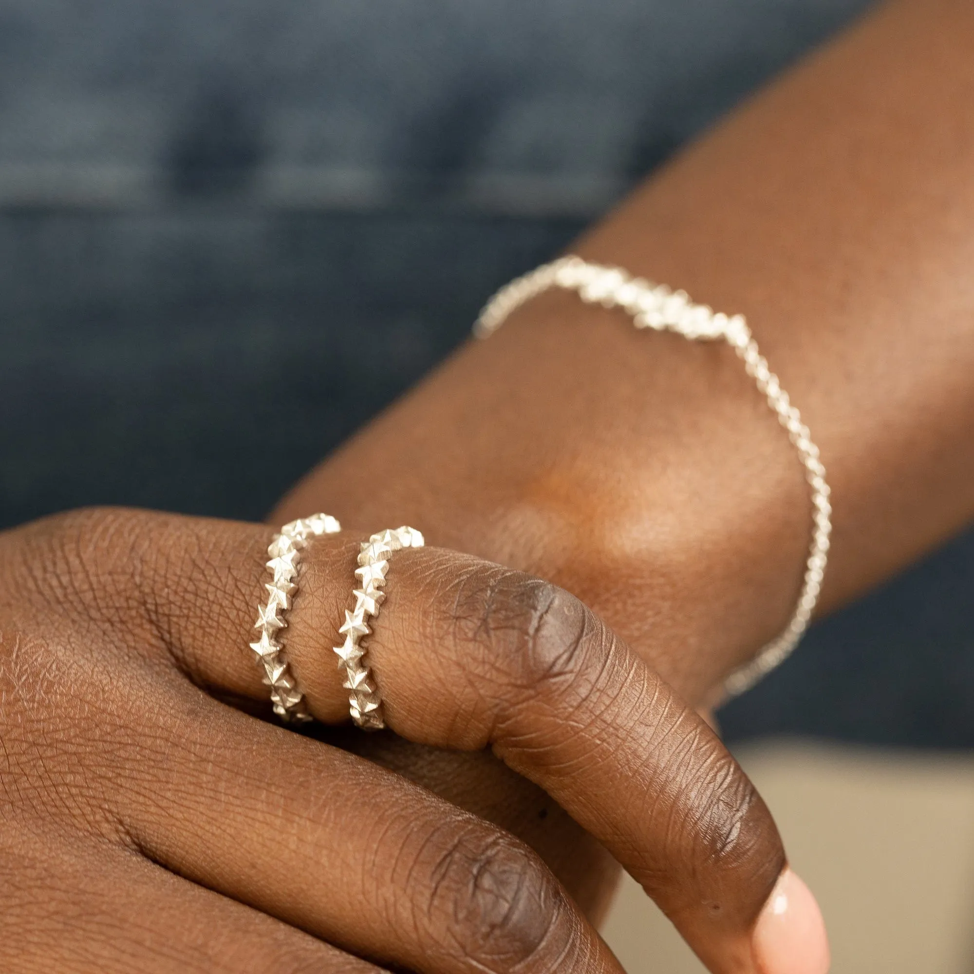 Silver Star Cluster Stacking Ring sold by Lily Charmed product image thumbnail 2