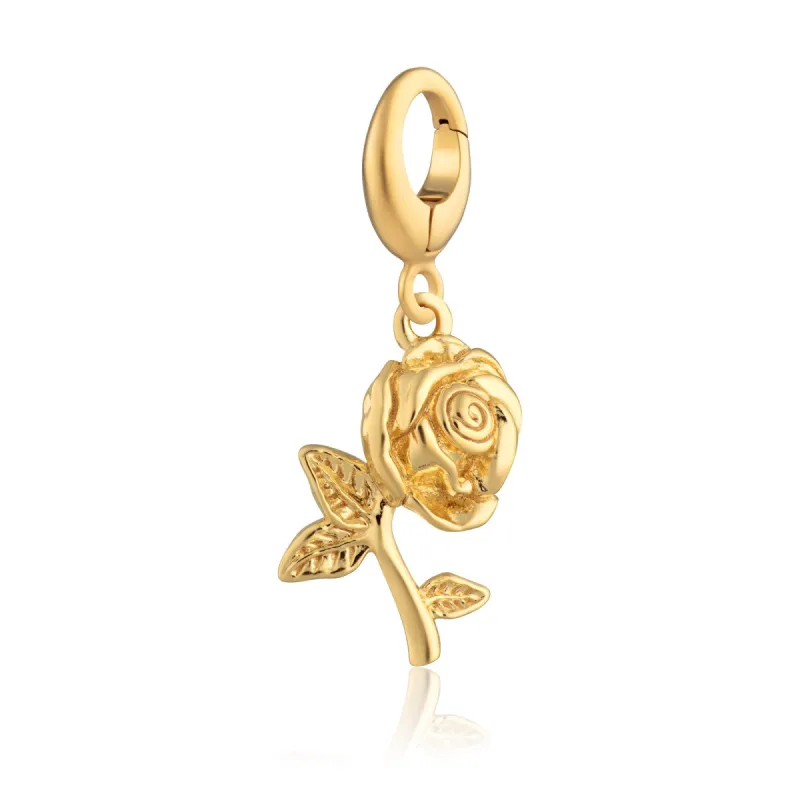 Gold Plated Rose Flower Charm sold by Lily Charmed