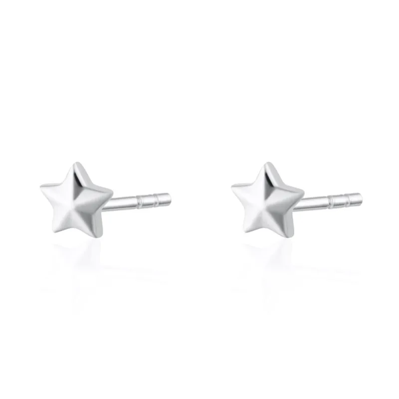 Silver Faceted Star Stud Earrings sold by Lily Charmed