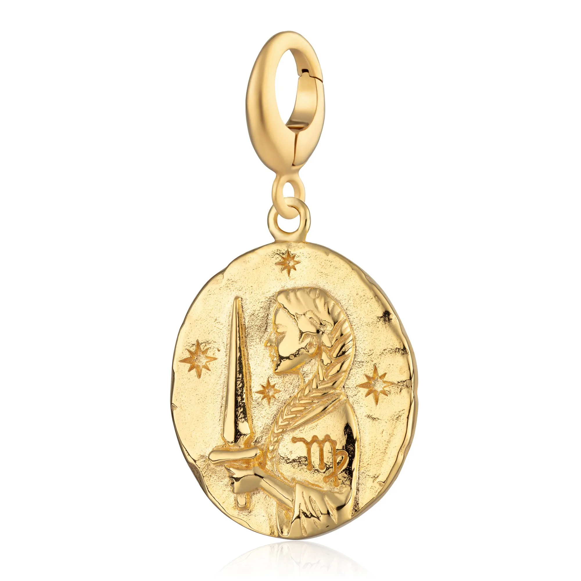 Engraved Gold Plated Virgo Zodiac Charm sold by Lily Charmed