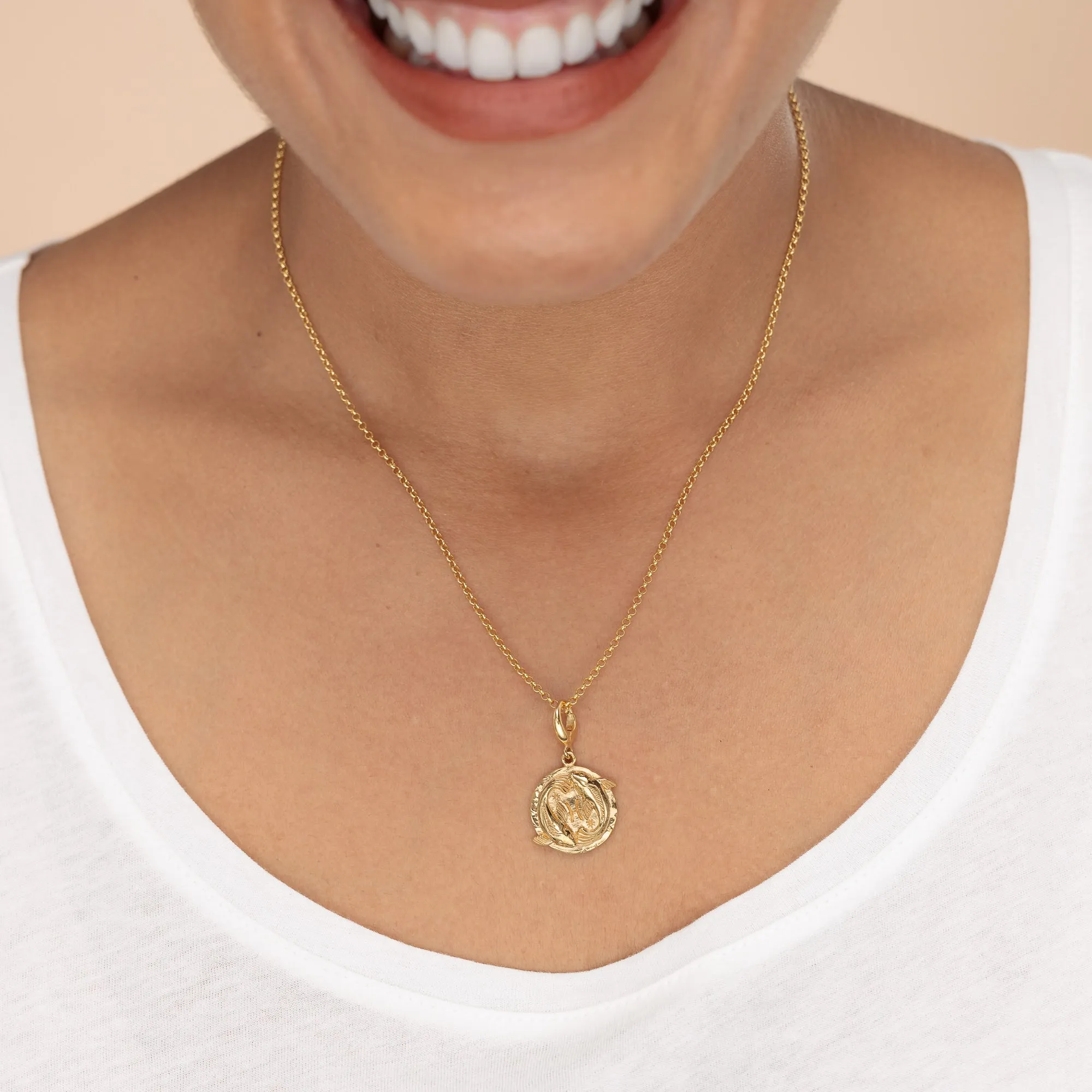 Engraved Gold Plated Pisces Zodiac Charm sold by Lily Charmed product image thumbnail 3
