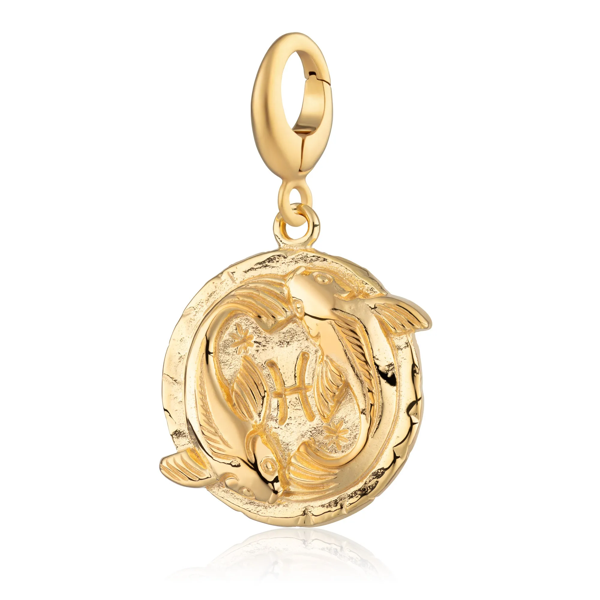 Engraved Gold Plated Pisces Zodiac Charm sold by Lily Charmed