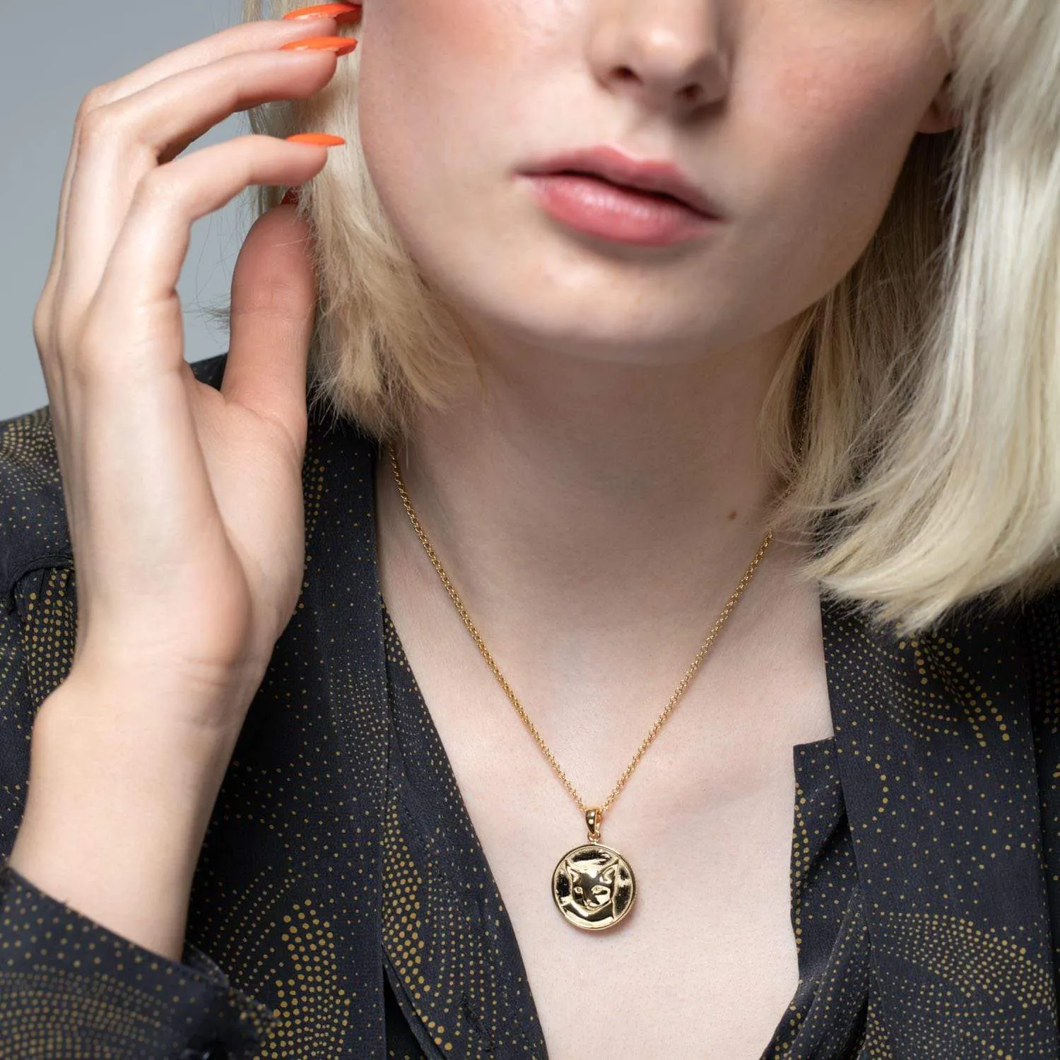 Silver Cat Heads and Tails Necklace sold by Lily Charmed product image thumbnail 4