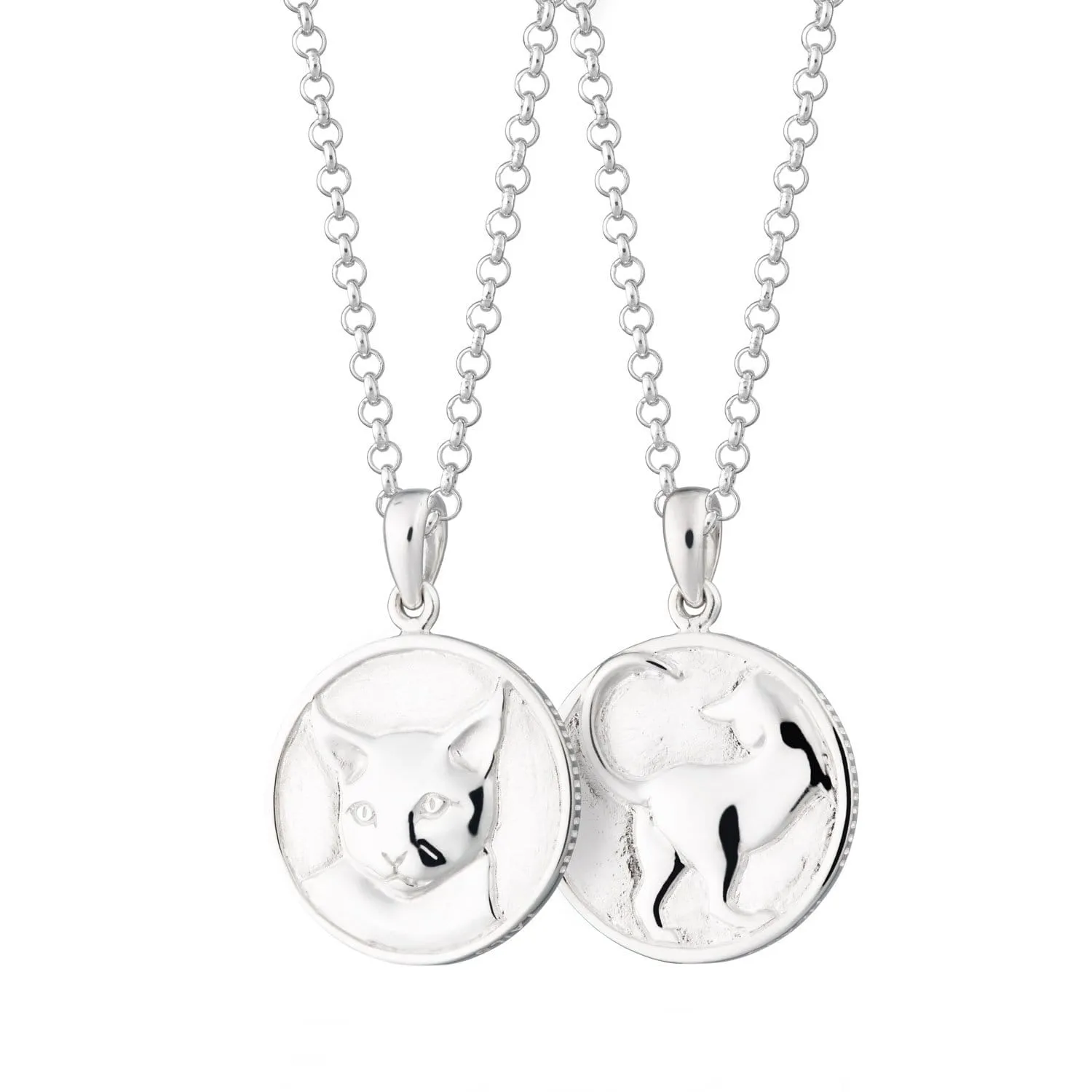 Silver Cat Heads and Tails Necklace sold by Lily Charmed