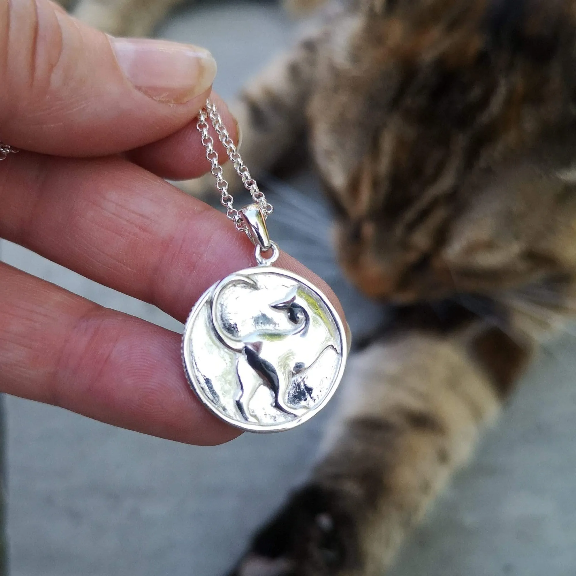 Silver Cat Heads and Tails Necklace sold by Lily Charmed product image thumbnail 3