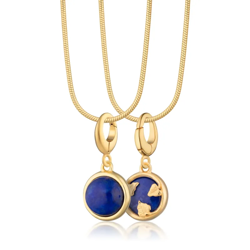 Gold Blue Lapis Healing Stone Charm Necklace (Wisdom) sold by Lily Charmed