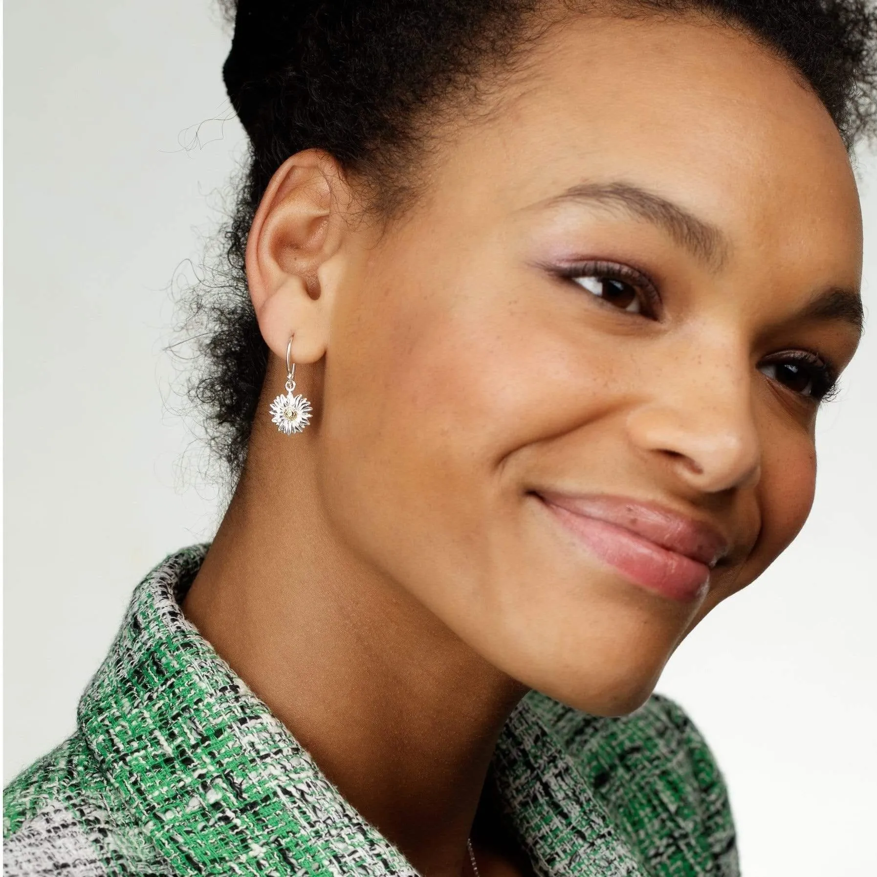 Silver Daisy Hook Earrings sold by Lily Charmed product image thumbnail 2