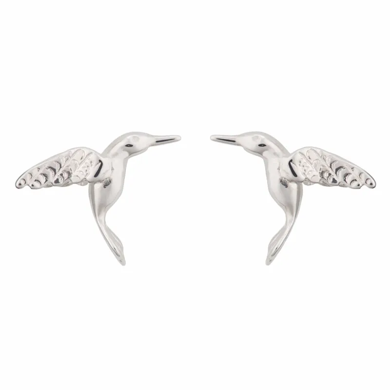 Silver Hummingbird Stud Earrings sold by Lily Charmed