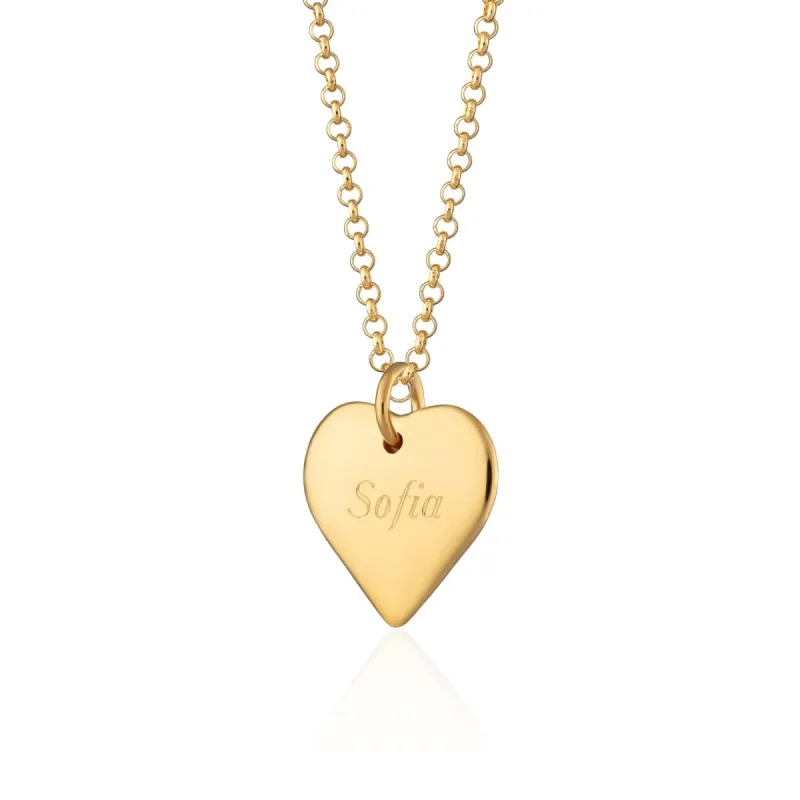 Engraved Gold Heart Charm Necklace (Medium) sold by Lily Charmed