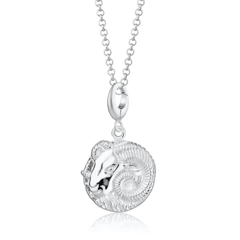 Engraved Silver Aries Zodiac Necklace sold by Lily Charmed