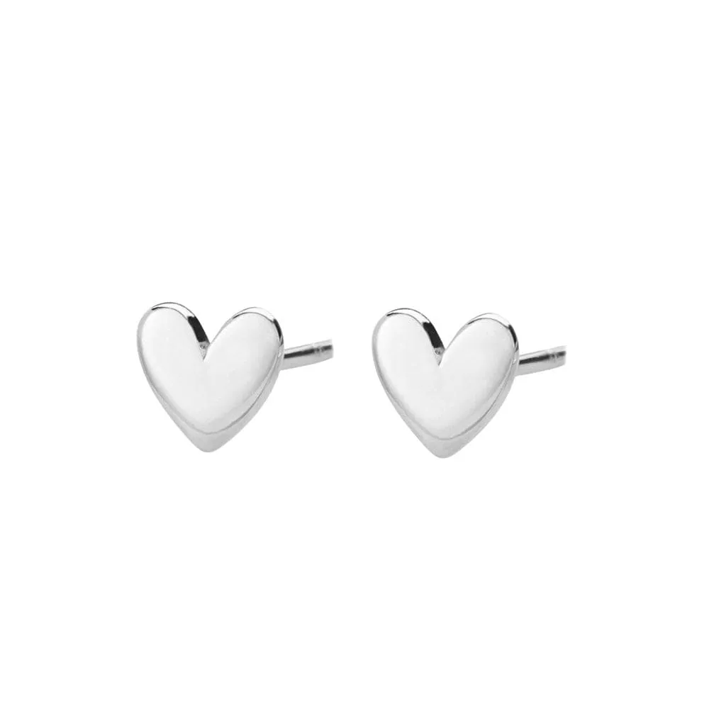 Silver Heart Stud Earrings sold by Lily Charmed