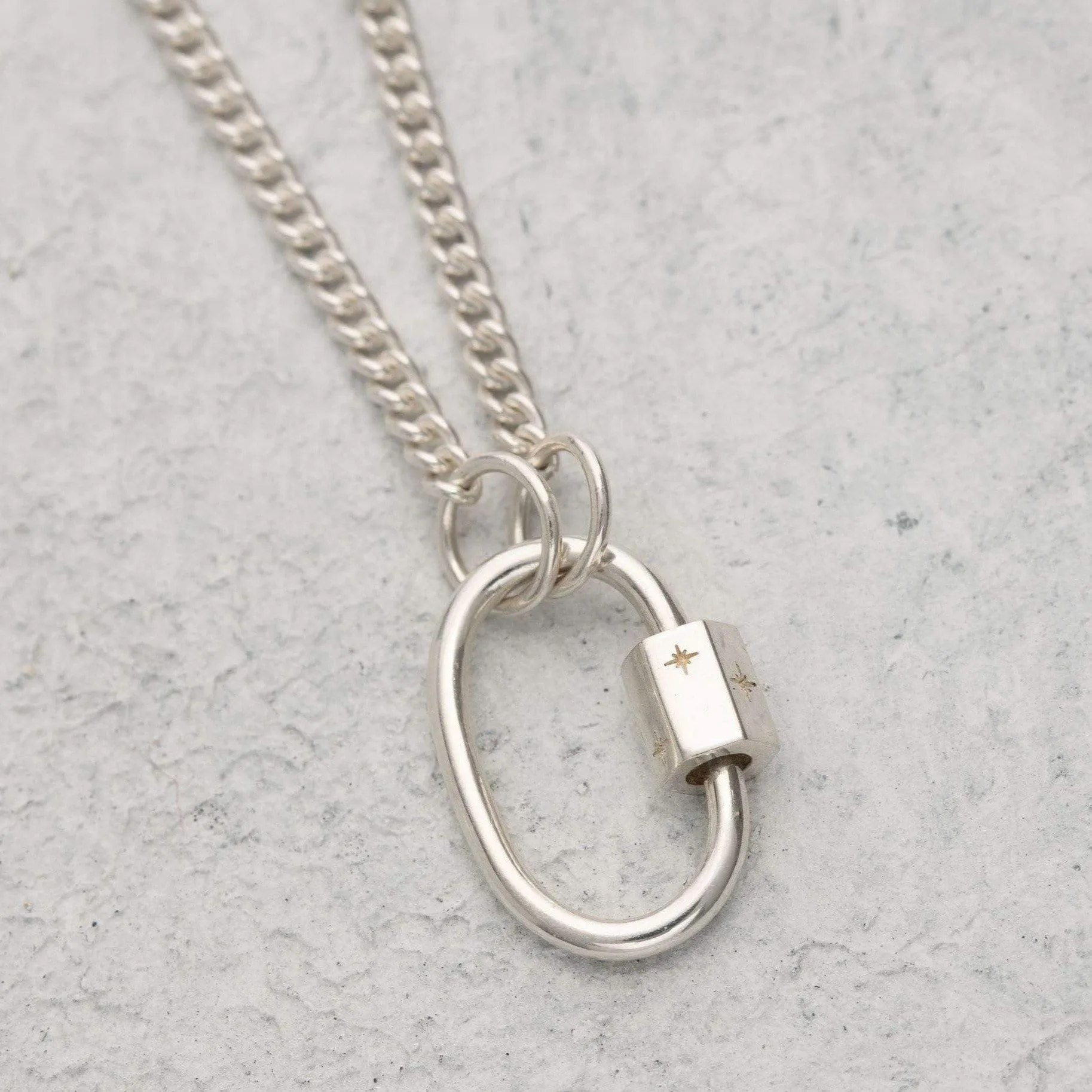 Silver Oval Carabiner Curb Chain Necklace sold by Lily Charmed product image thumbnail 3