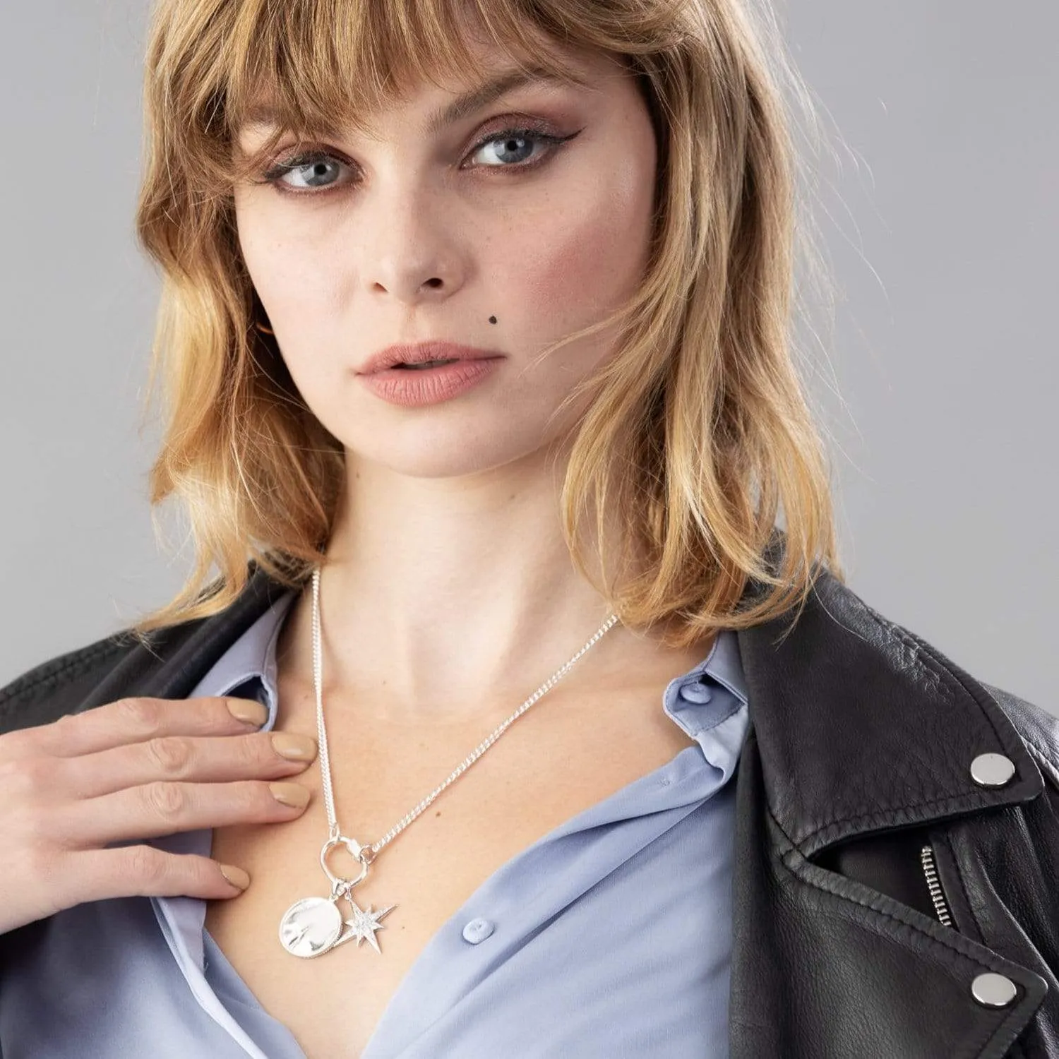 Silver Oval Carabiner Curb Chain Necklace sold by Lily Charmed product image thumbnail 5