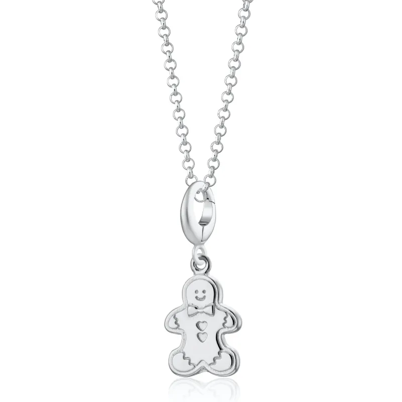 Silver Gingerbread Man Charm Necklace sold by Lily Charmed