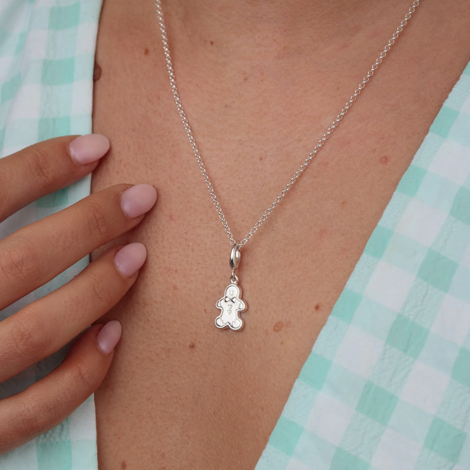 Silver Gingerbread Man Charm Necklace sold by Lily Charmed product image thumbnail 2