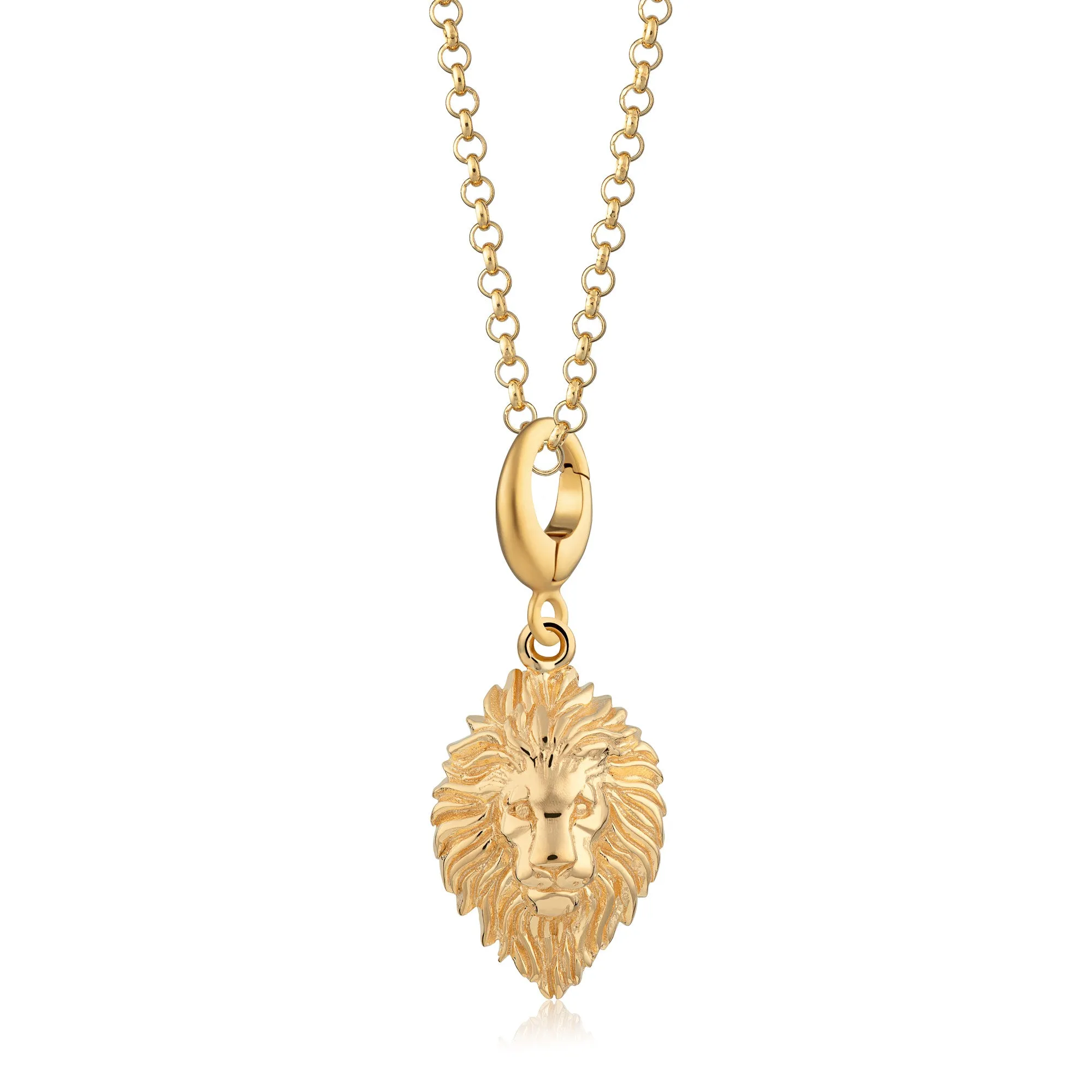 Engraved Gold Lion Head Charm Necklace sold by Lily Charmed