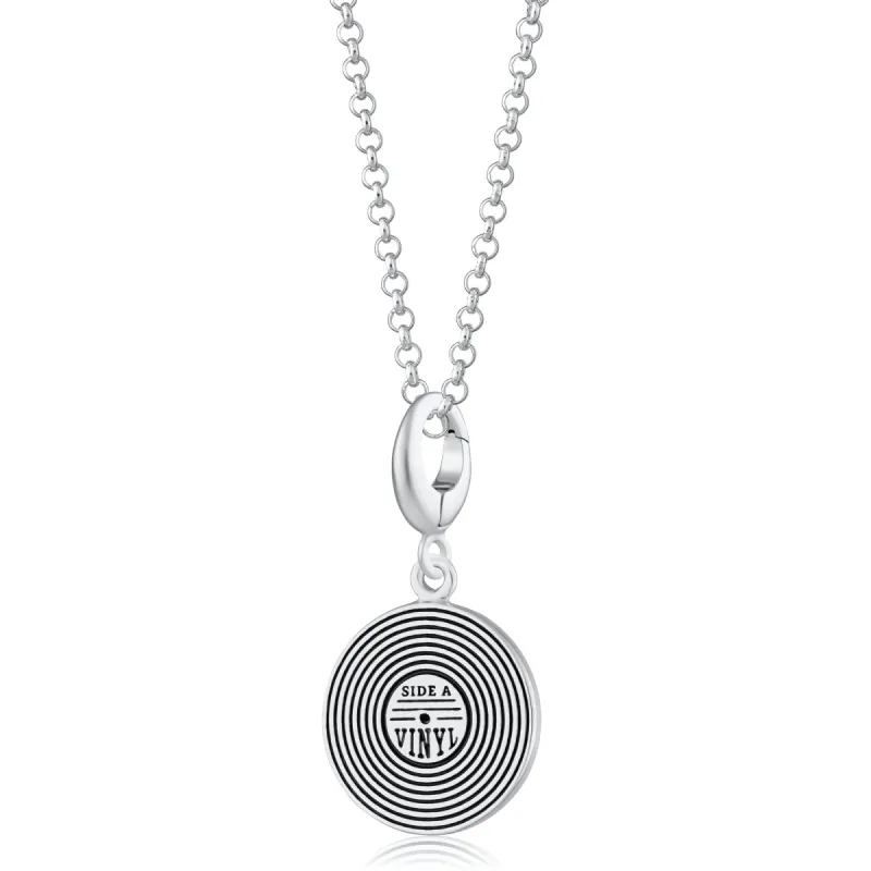 Silver Vinyl Record Charm Necklace sold by Lily Charmed