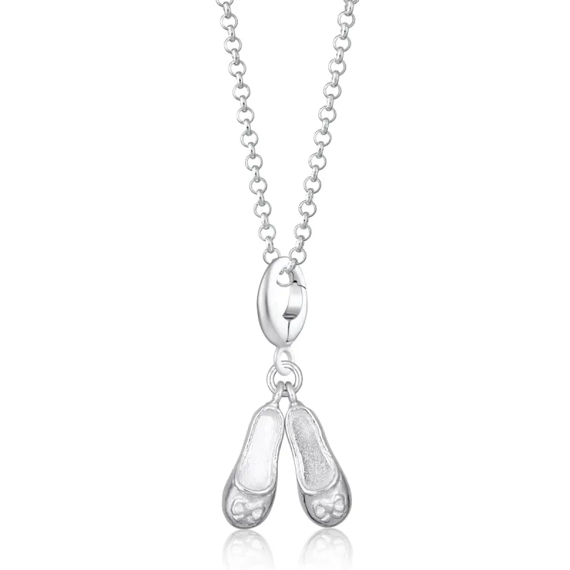 Silver Ballet Shoes Charm Necklace sold by Lily Charmed