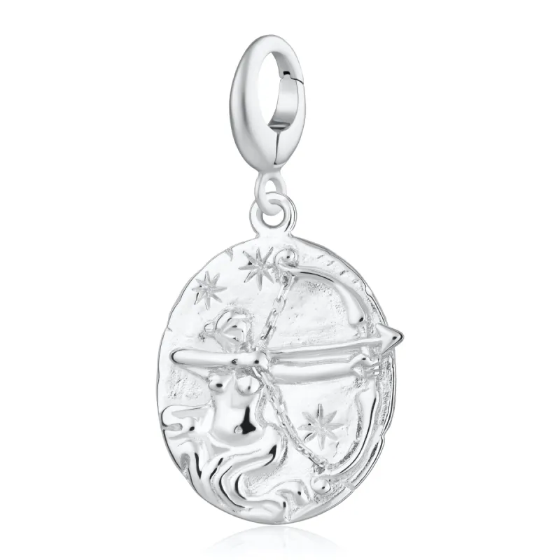 Engraved Silver Sagittarius Zodiac Charm sold by Lily Charmed