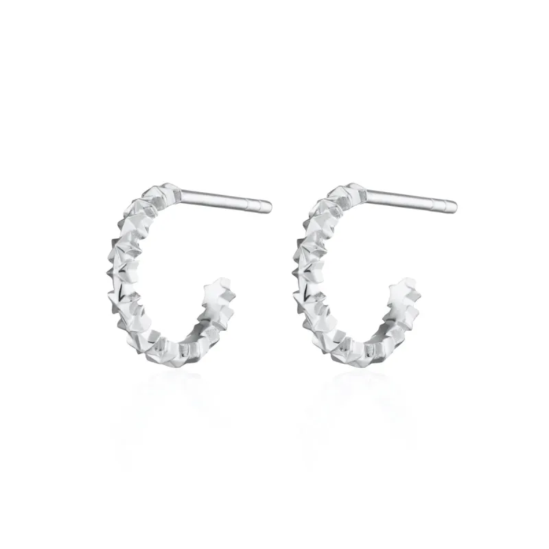 Silver Star Cluster Hoop Stud Earrings sold by Lily Charmed