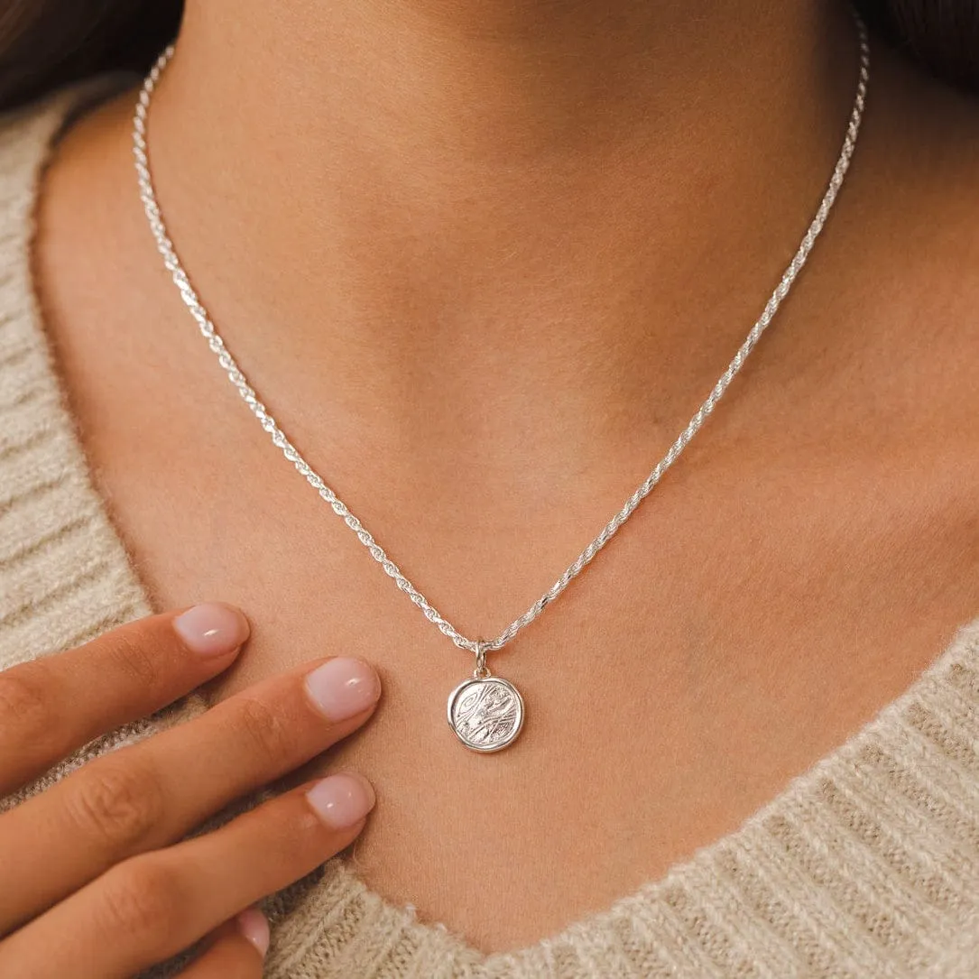 Engraved Silver Manifest Trust Charm Necklace sold by Lily Charmed product image thumbnail 2