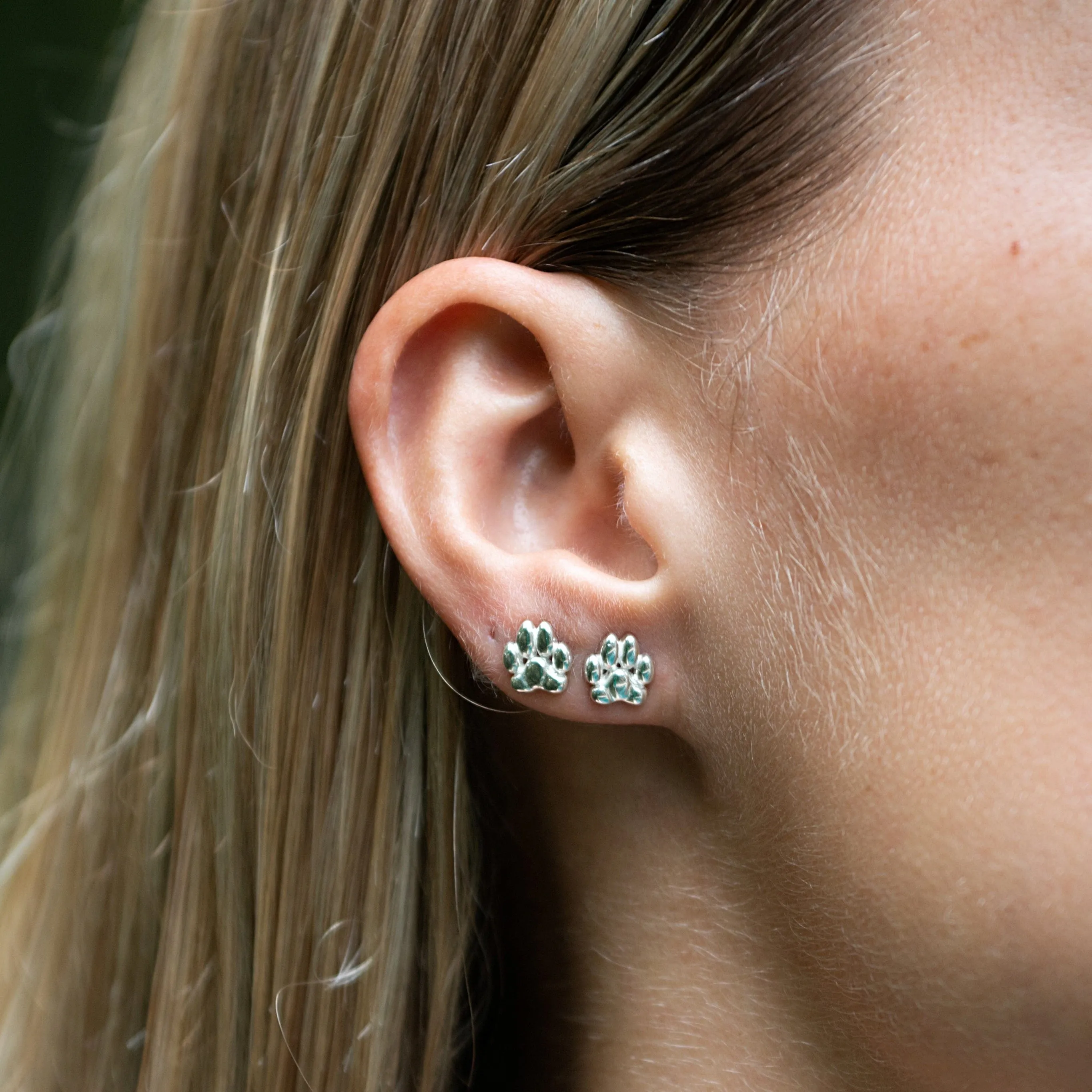 Silver Paw Stud Earrings sold by Lily Charmed product image thumbnail 2