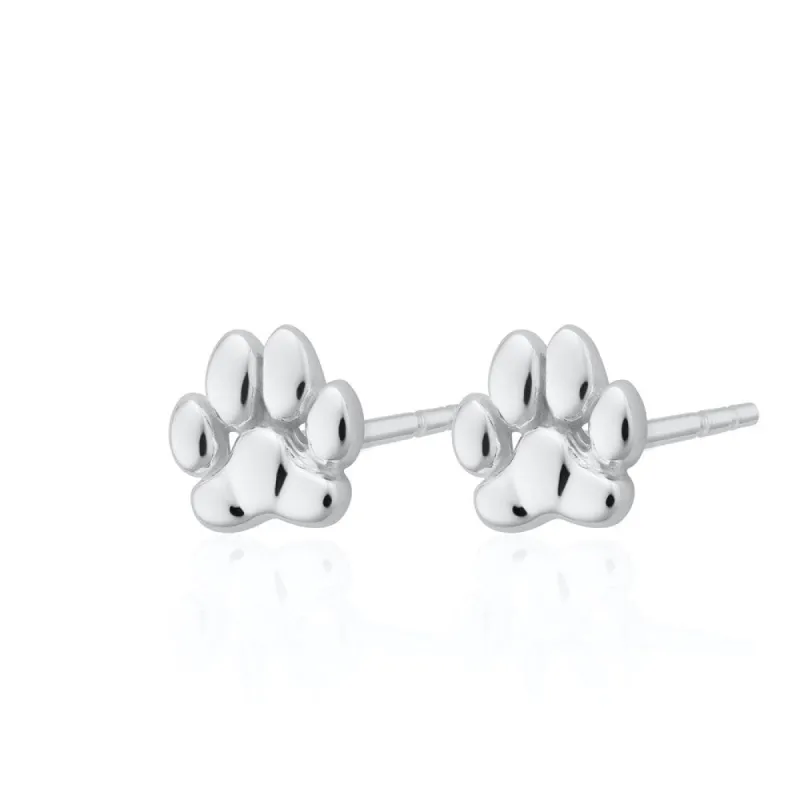 Silver Paw Stud Earrings sold by Lily Charmed