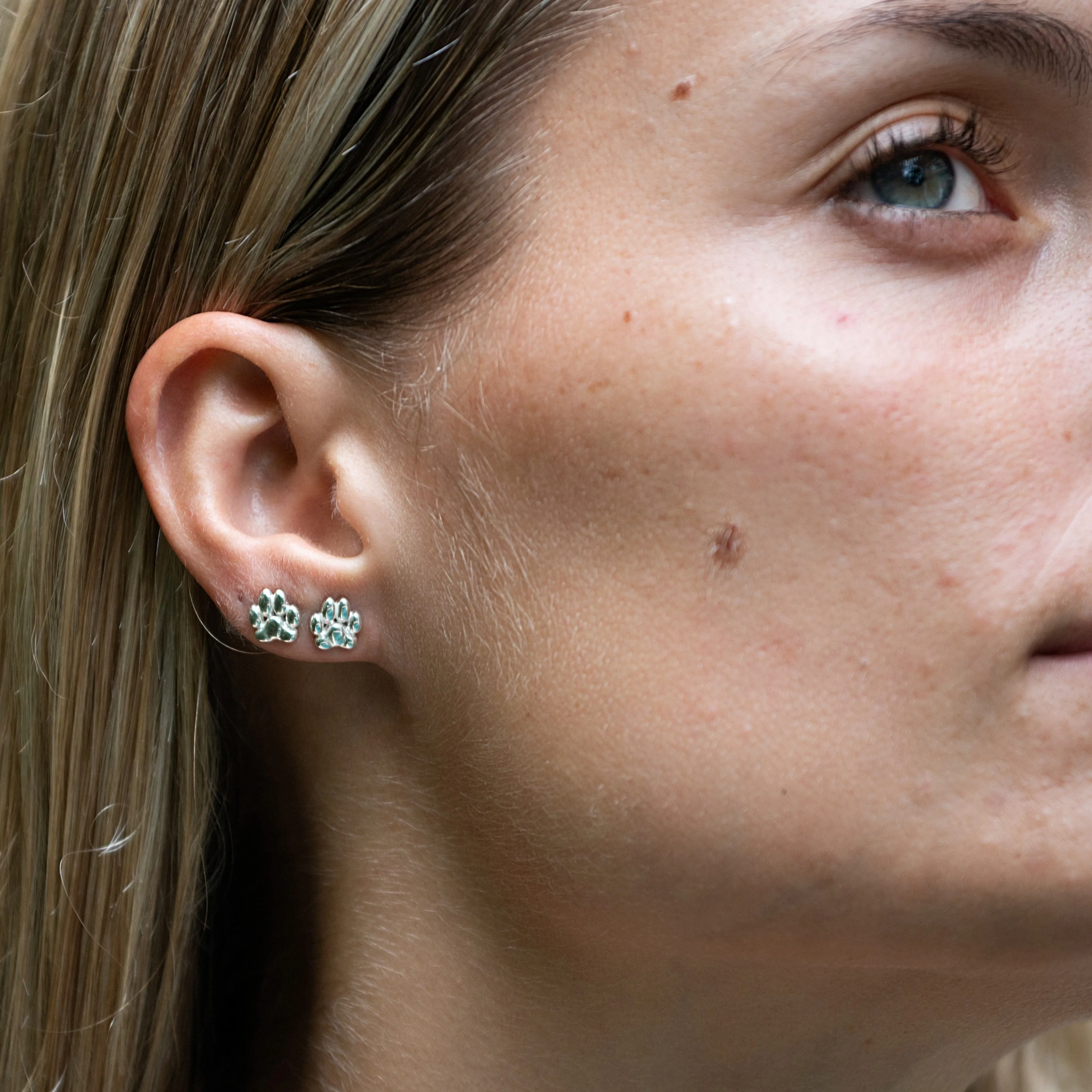 Silver Paw Stud Earrings sold by Lily Charmed product image thumbnail 3