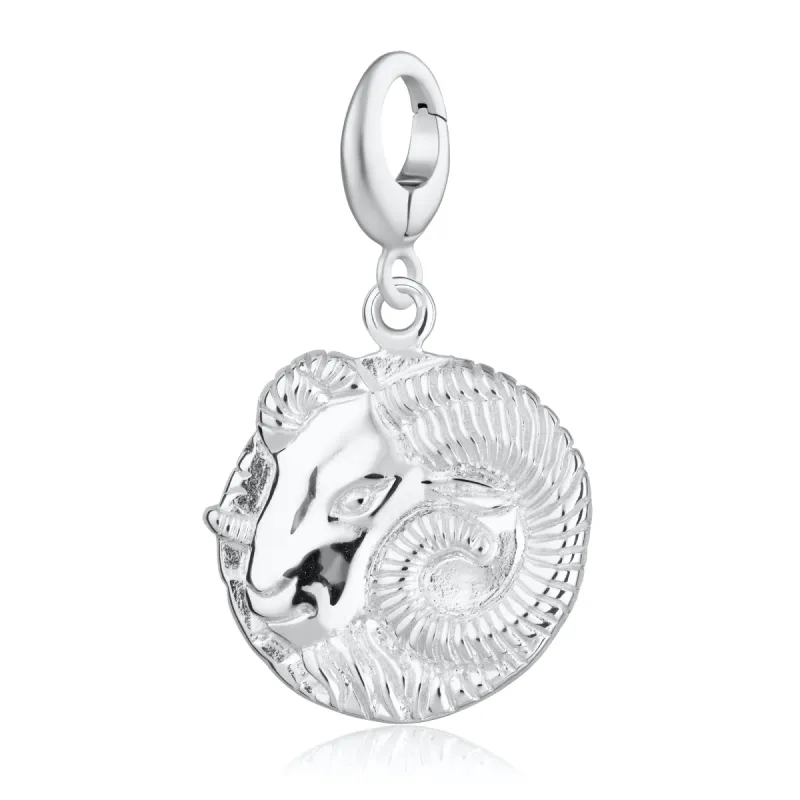 Engraved Silver Aries Zodiac Charm sold by Lily Charmed