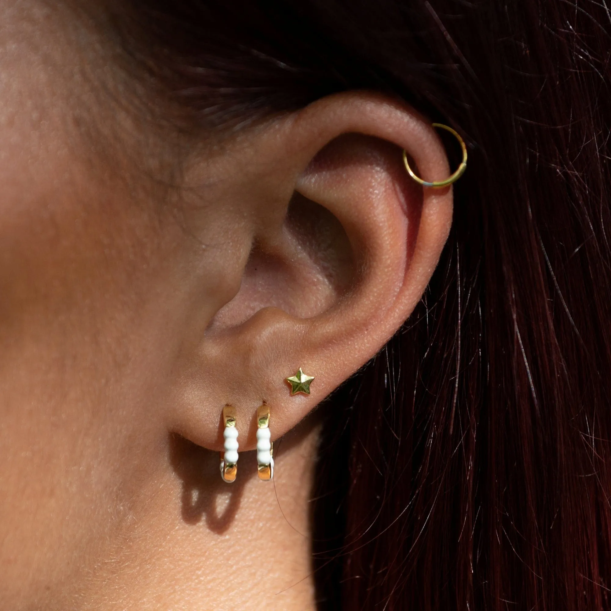 Gold Plated Enamel Dot Huggie Hoop Earrings sold by Lily Charmed product image thumbnail 5