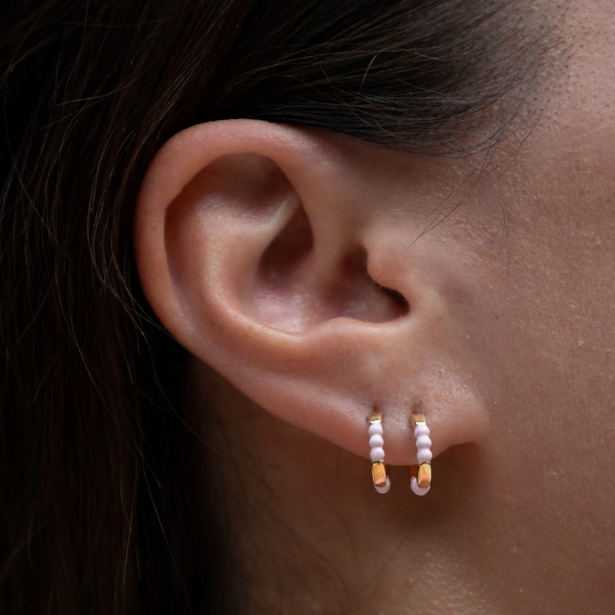 Gold Plated Enamel Dot Huggie Hoop Earrings sold by Lily Charmed product image thumbnail 4