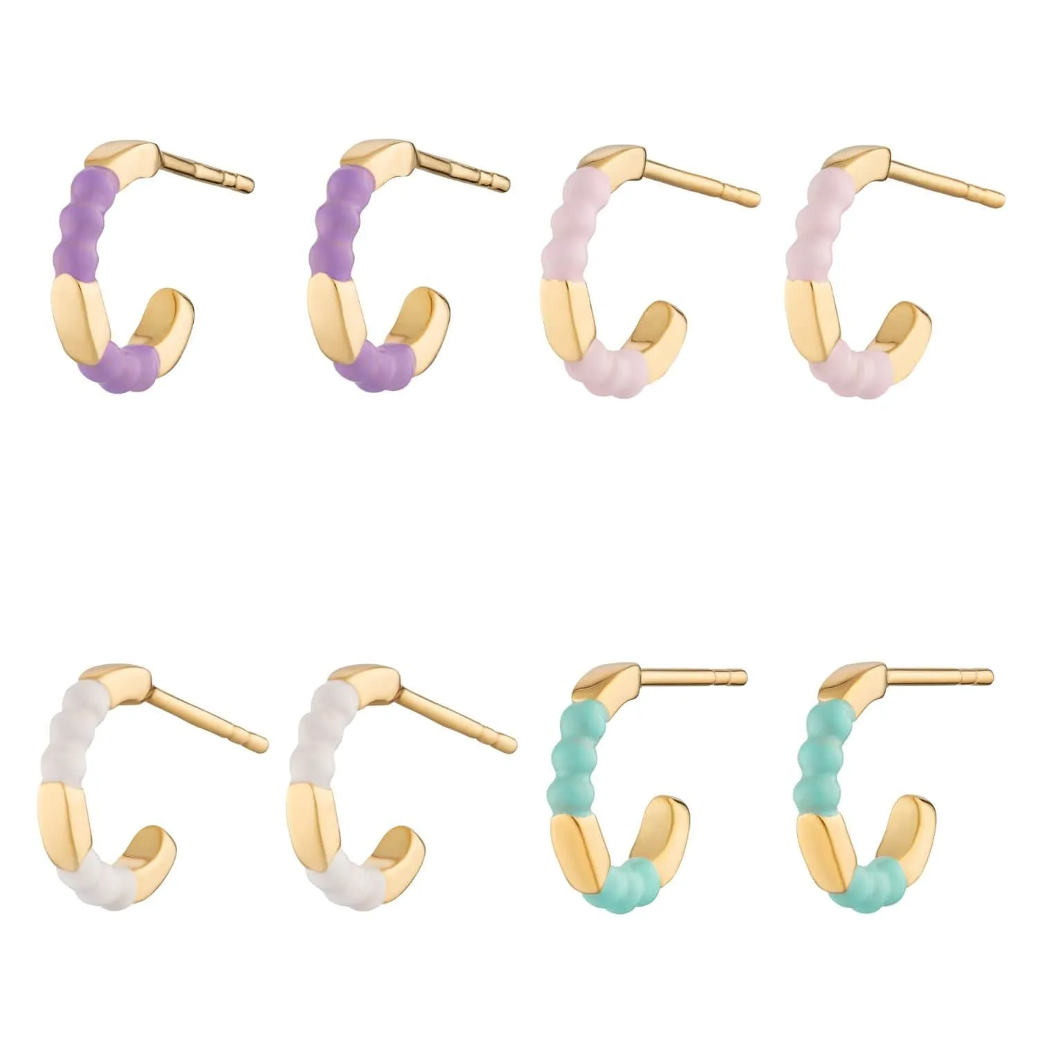 Gold Plated Enamel Dot Huggie Hoop Earrings sold by Lily Charmed