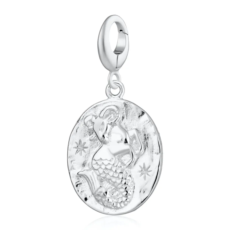 Engraved Silver Capricorn Zodiac Charm sold by Lily Charmed