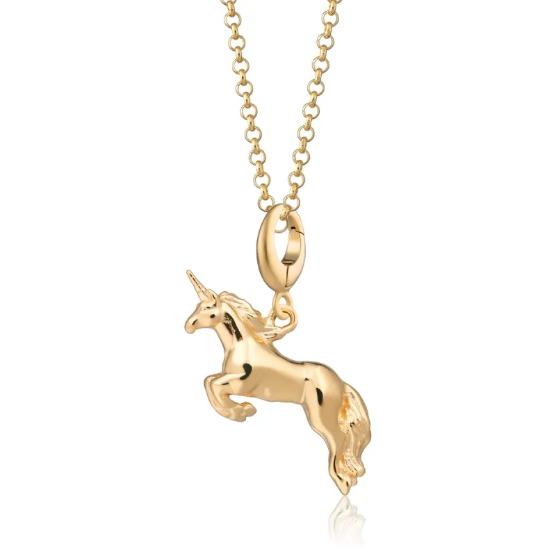 Gold Unicorn Charm Necklace sold by Lily Charmed