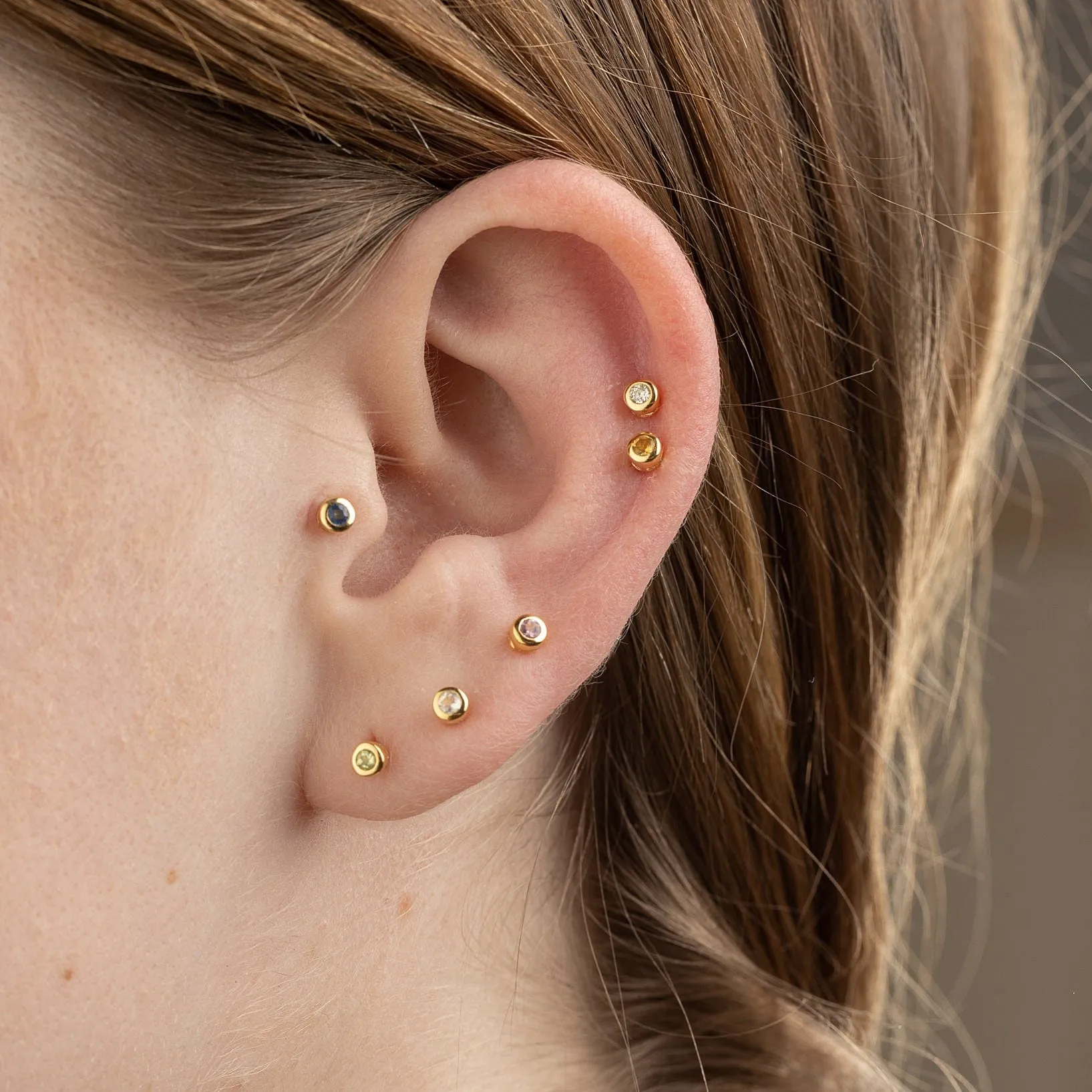 Gold Plated May Birthstone Teeny Stud Earrings (Emerald) sold by Lily Charmed product image thumbnail 4