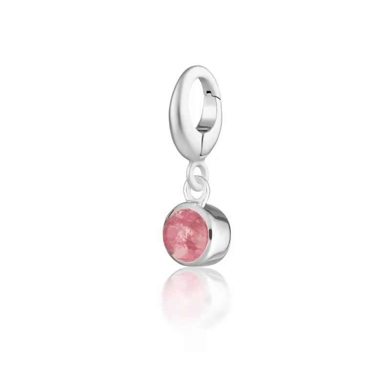 Silver Pink Tourmaline October Birthstone Charm sold by Lily Charmed