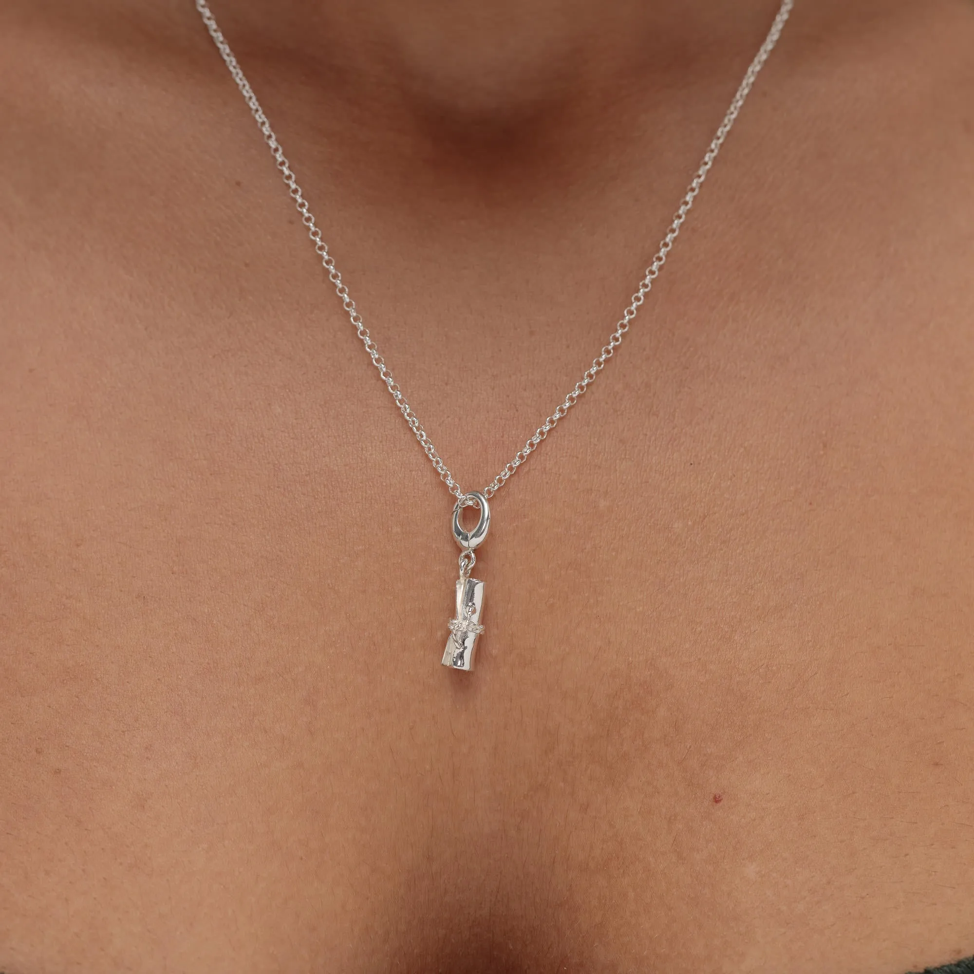 Silver Scroll Graduation Charm Necklace sold by Lily Charmed product image thumbnail 3