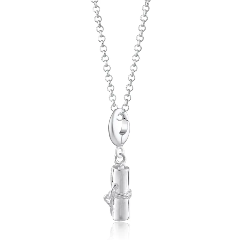 Silver Scroll Graduation Charm Necklace sold by Lily Charmed