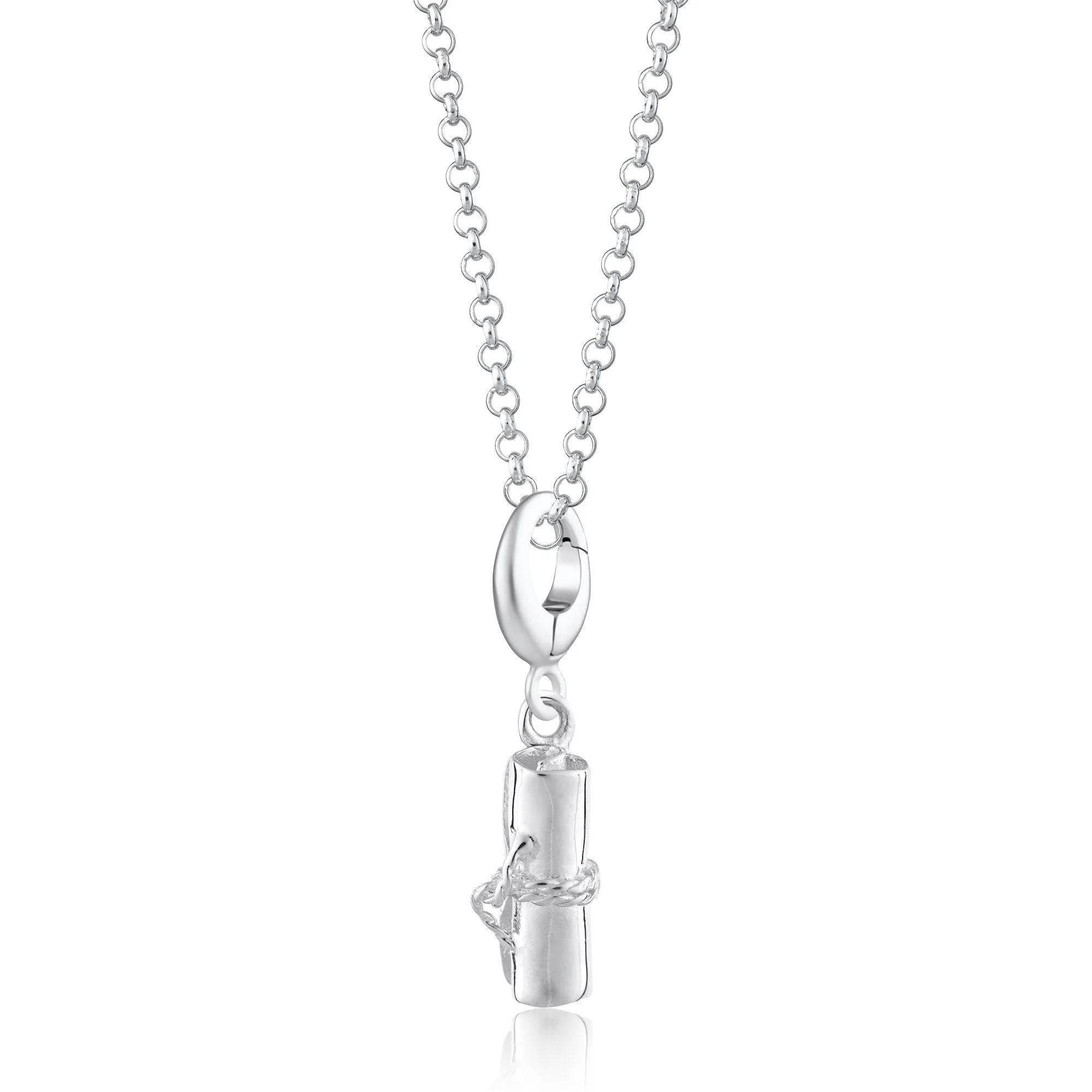 Silver Scroll Graduation Charm Necklace sold by Lily Charmed