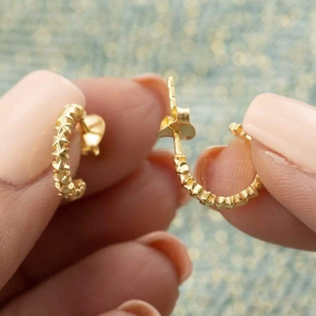 Gold Plated Star Cluster Hoop Stud Earrings sold by Lily Charmed product image thumbnail 2