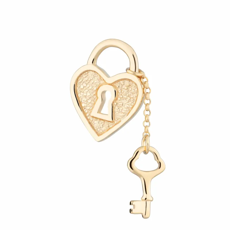 Gold Plated Heart Shaped Padlock and Key Charm sold by Lily Charmed