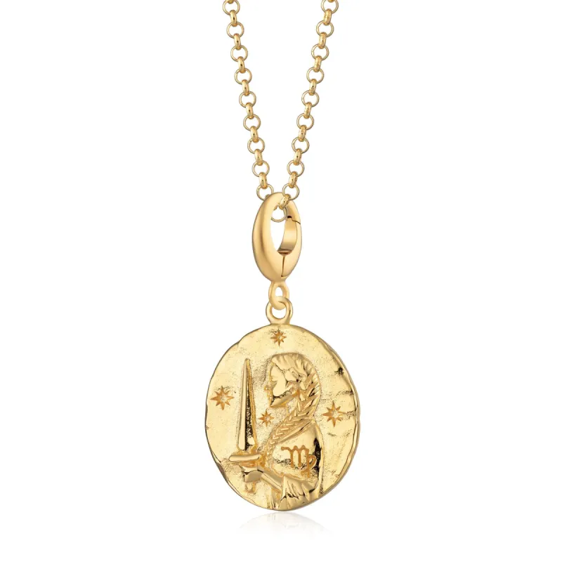 Engraved Gold Plated Virgo Zodiac Necklace sold by Lily Charmed