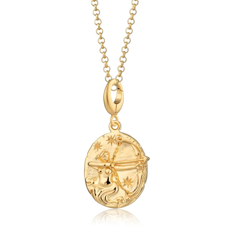 Engraved Gold Plated Sagittarius Zodiac Necklace sold by Lily Charmed