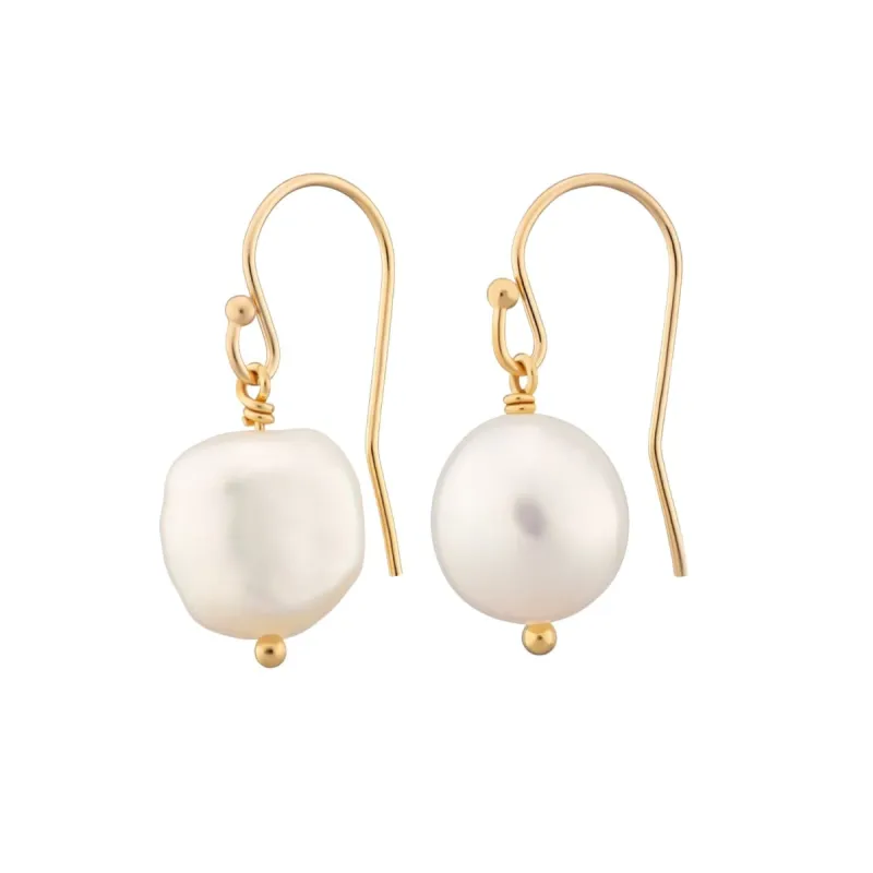 Gold Plated Baroque Pearl Hook Earrings sold by Lily Charmed