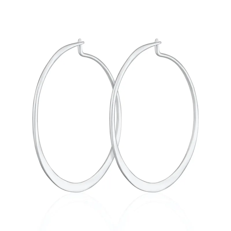 Silver Flat Hoop Earrings sold by Lily Charmed