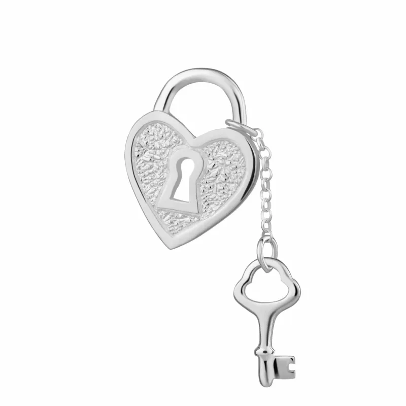 Silver Heart Shaped Padlock and Key Charm sold by Lily Charmed