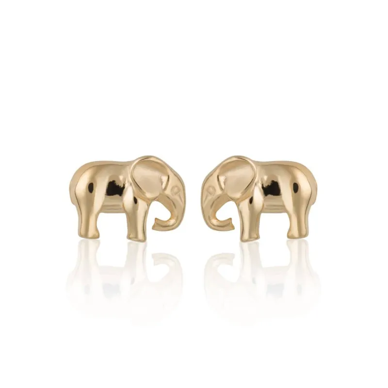 Gold Plated Elephant Stud Earrings sold by Lily Charmed
