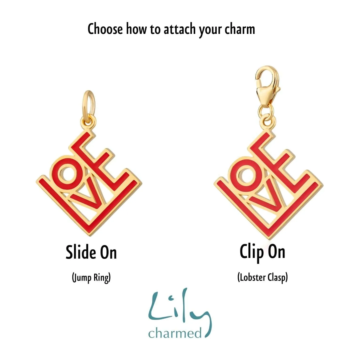 Gold Plated LOVE Charm (Red) sold by Lily Charmed product image thumbnail 3