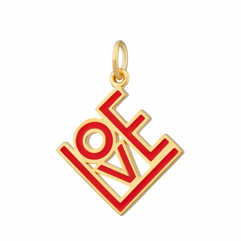 Gold Plated LOVE Charm (Red) sold by Lily Charmed